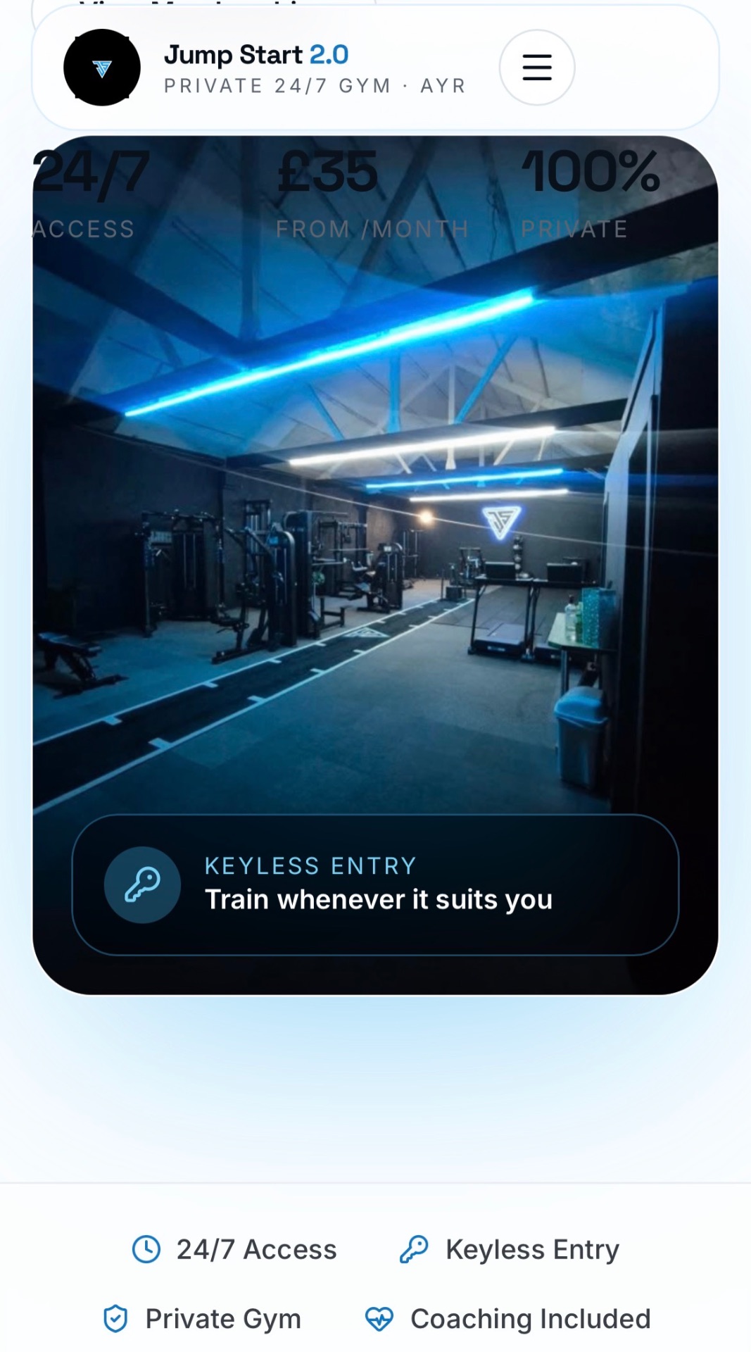 Jump Start 2.0 website designed by The Web Club — Private 24/7 Gym
